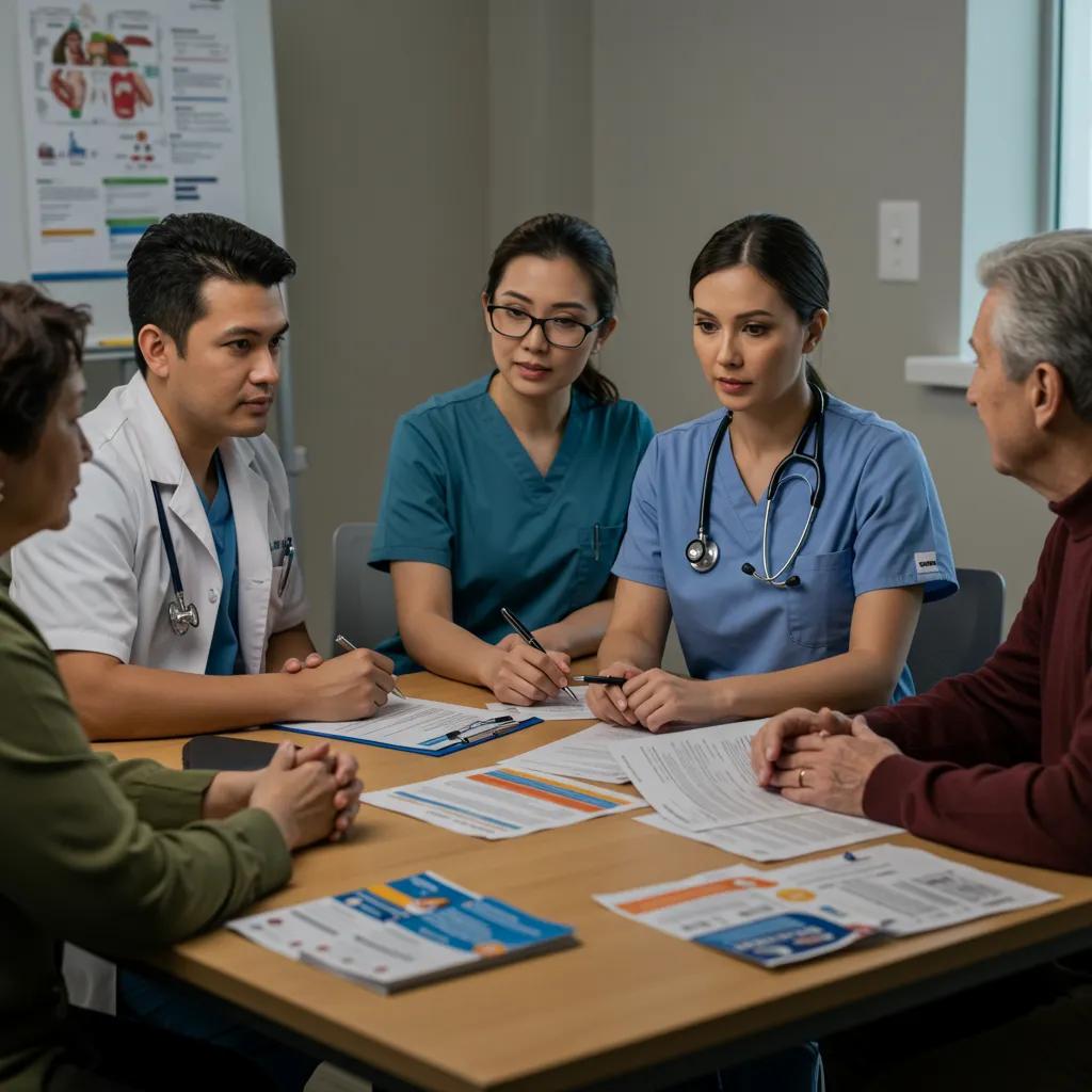 Healthcare team discussing early integration of palliative care with a patient and family